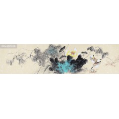 潘老师1花鸟四尺对开横荷花q