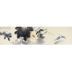 潘老师1花鸟四尺对开横荷花q