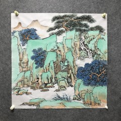 山水四尺斗方泼彩