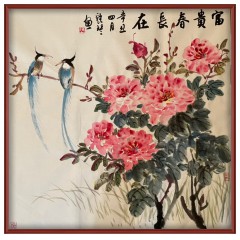 国画 陈安妮 《富贵春常在》68cm×68cm