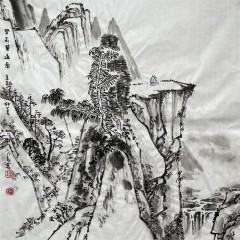 蓝荣星国画山水四尺斗方登高