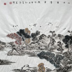 蓝荣星国画山水四尺斗方竖清音