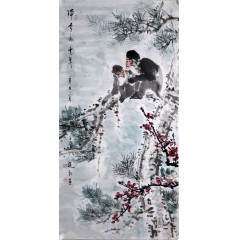 赵钲国画动物猴四尺竖瑞雪兆丰年