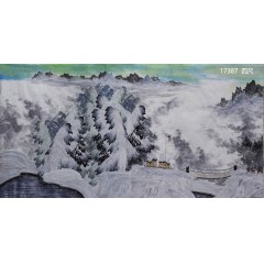 国画山水李老师49四尺整张横雪景