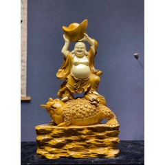 王林宝木雕 招财进宝 弥勒