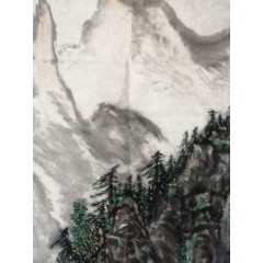《远山不知春》彭民主（省美协会员）国画写意山水画，纯手绘，宣纸画芯53x110厘米，年代2016。