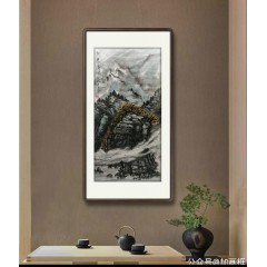 《秋雾满垅》彭民主（省美协会员）写意山水画，纯手绘，宣纸画芯69x138厘米，年代2018。