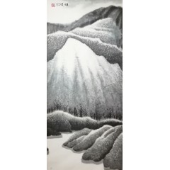 《归》彭民主（省美协会员）写意山水画，纯手绘，宣纸画芯57x127厘米，年代2012。