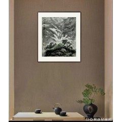 《山风呼云》彭民主（省美协会员）写意山水画，纯手绘，宣纸画芯73x85厘米，年代2015。