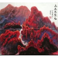 《山泉不染红》彭民主（省美协会员）画芯68x68厘米