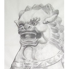 《法门雄狮》彭民主（省美协会员）画芯97x180厘米