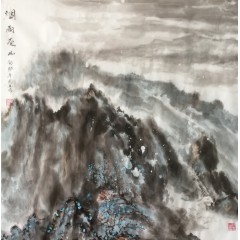 《烟雨苍山》彭民主（省美协会员）画芯68x68厘米