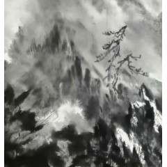 《雲雾缠山》彭民主（省美协会员）画芯56x52厘米